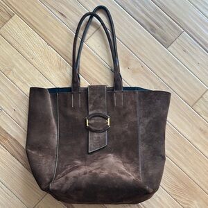 Elegant Brown Suede Tote Bag